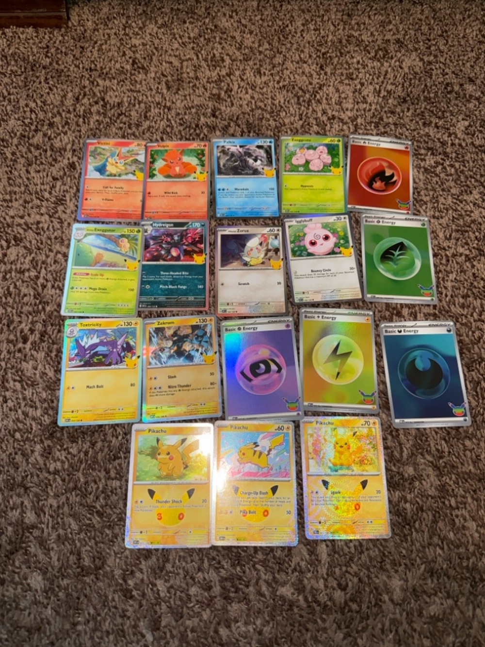 Pokemon 30th Celebration Bulk Cards Lot of 15 + 3 Holo Pikachus 023, 042, 025